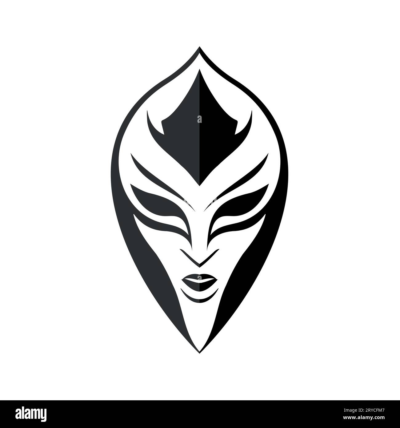 Mask for face character logo. Silhouette mask on white background Stock ...