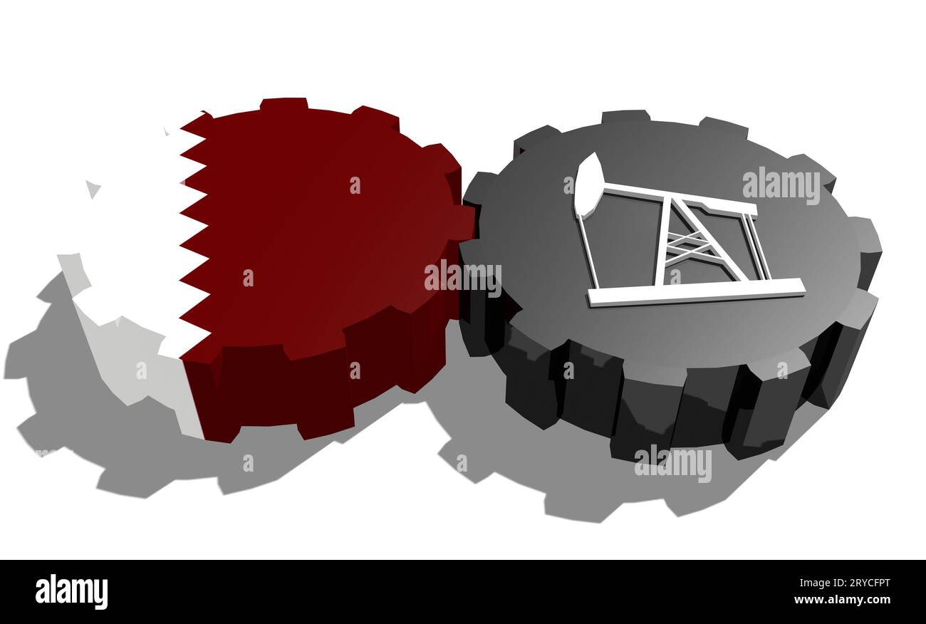 Gear with oil pump textured by Qatar flag Stock Photo Alamy