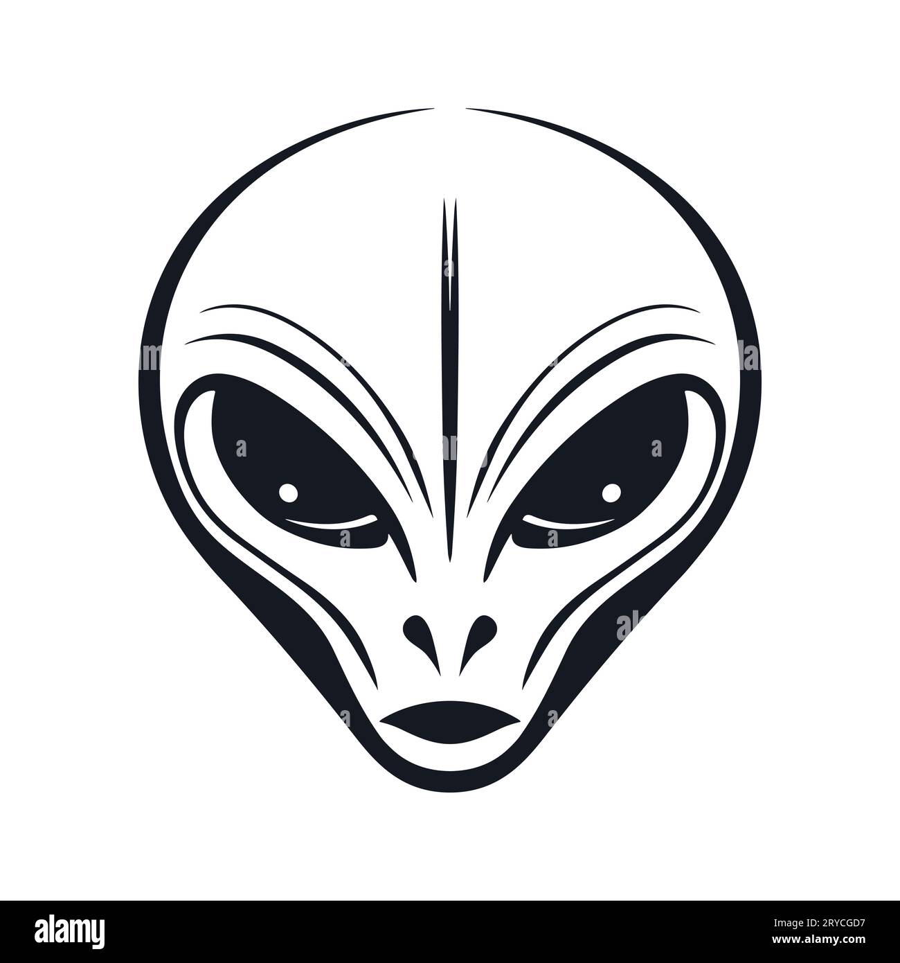 Alien Head Vector Icon, Grey alien silhouette face Stock Vector