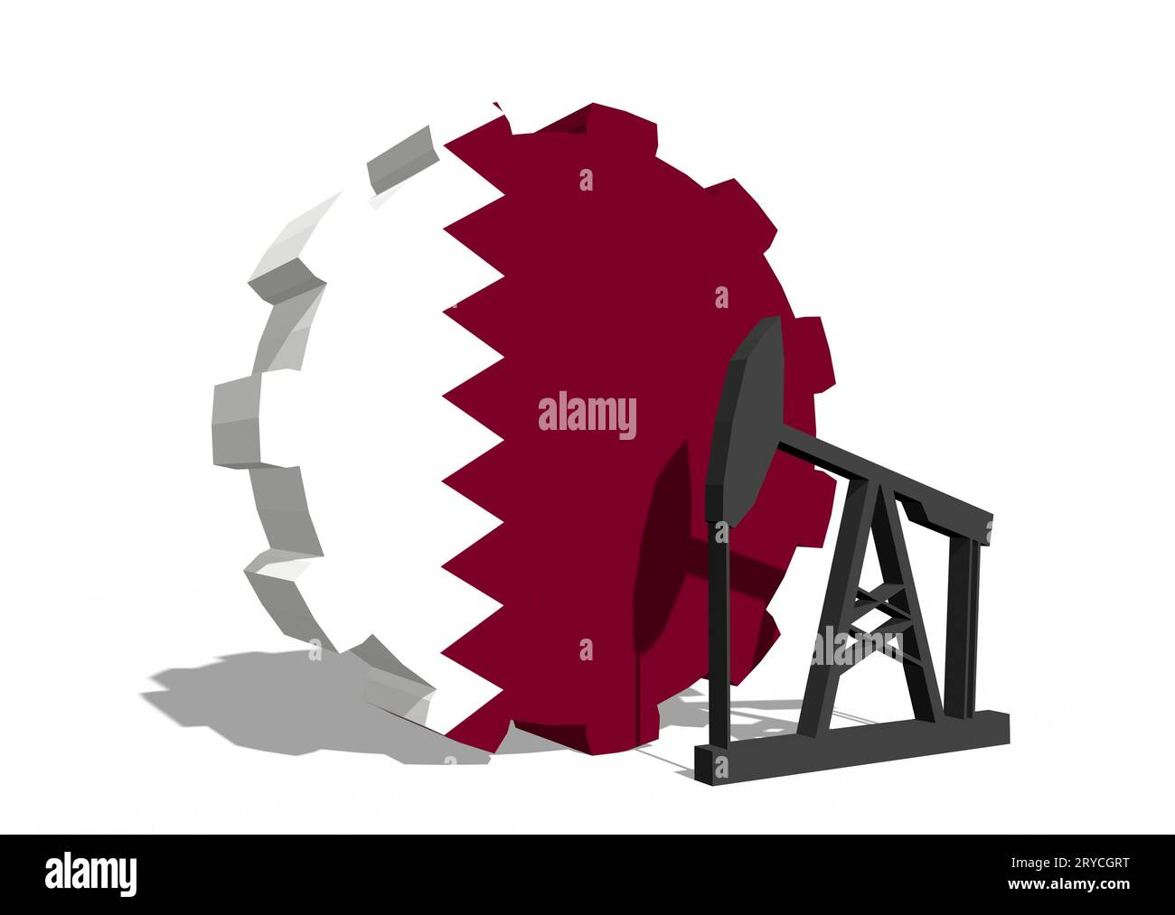 Gear with oil pump textured by Qatar flag Stock Photo Alamy