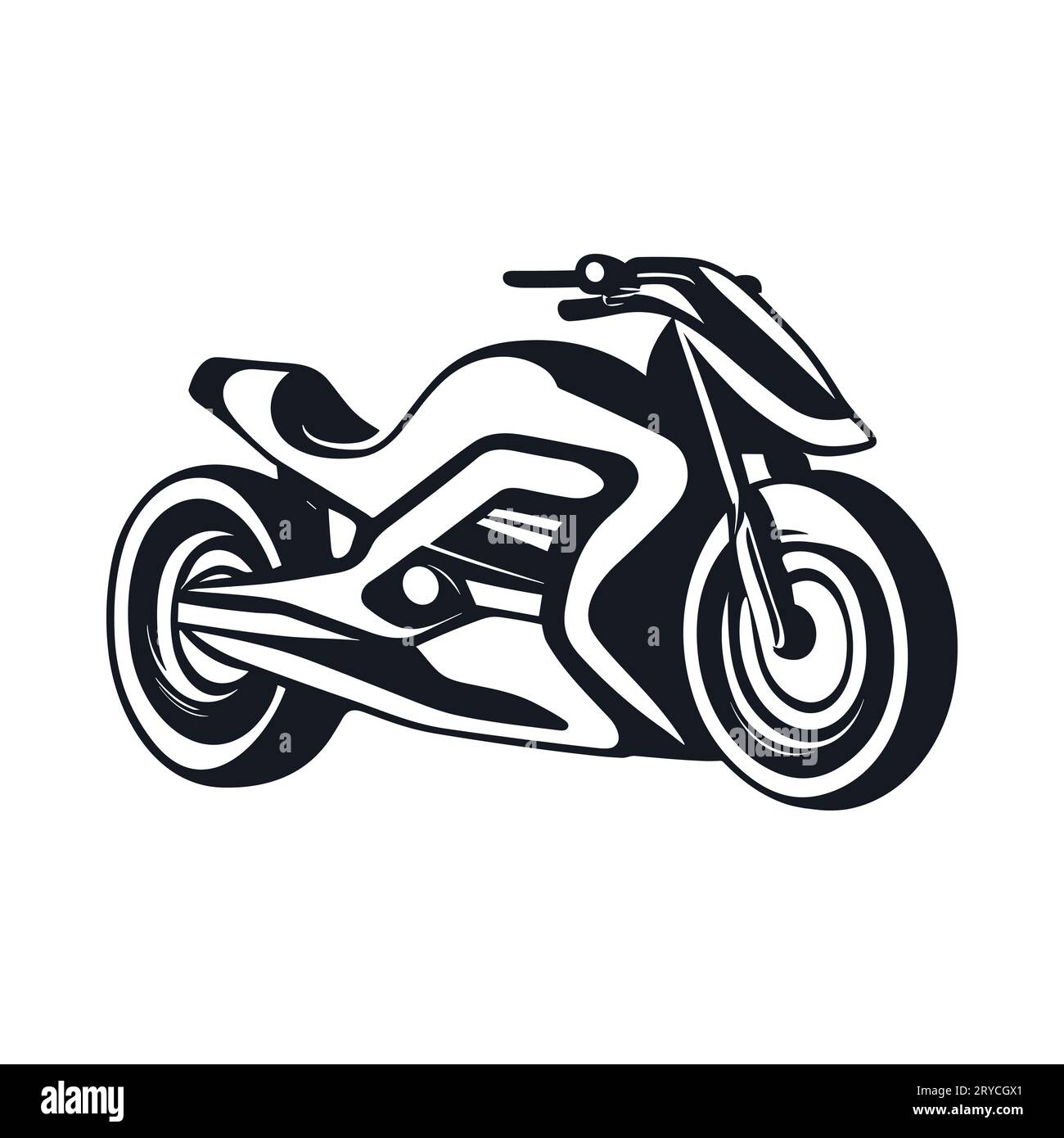 Road motorcycle with rider, abstract vector silhouette, motor sport logo Stock Vector