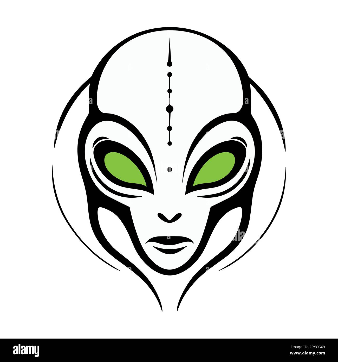 Alien Head Vector Icon, Grey alien silhouette face Stock Vector