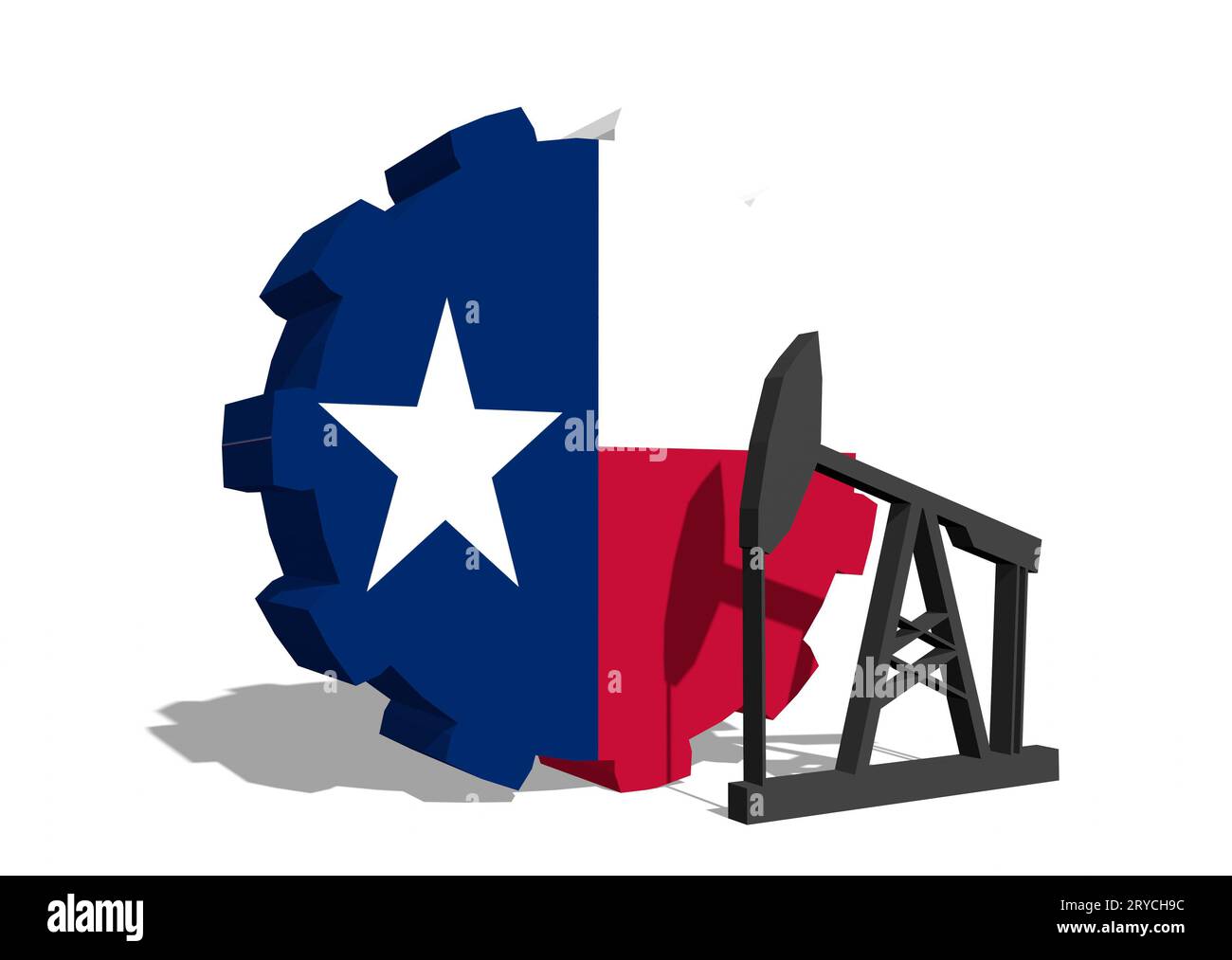 Gear with oil pump textured by Texas flag Stock Photo