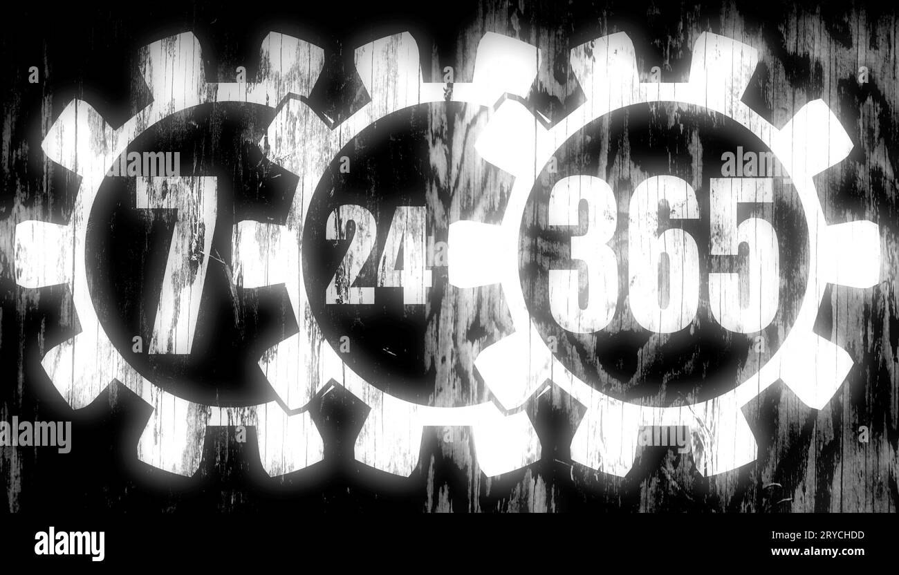 Time operation mode in gear. Light numbers and cog wheels. For customer