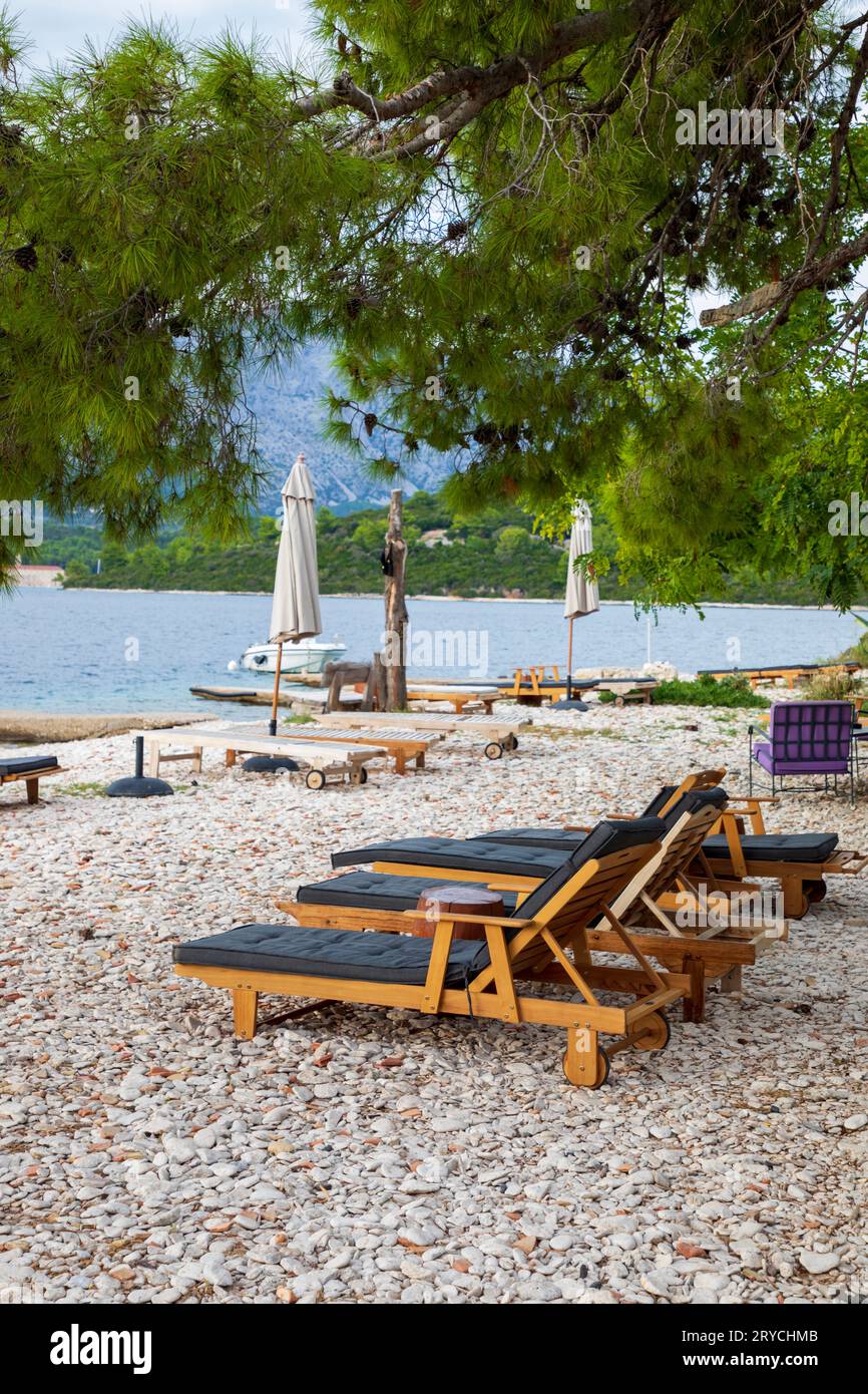 Beach on small island of Vrnik, Croatia, Stock Photo