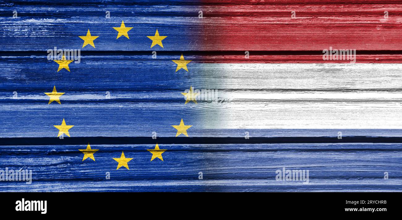 Politic relationship, European Union and Netherlands Stock Photo