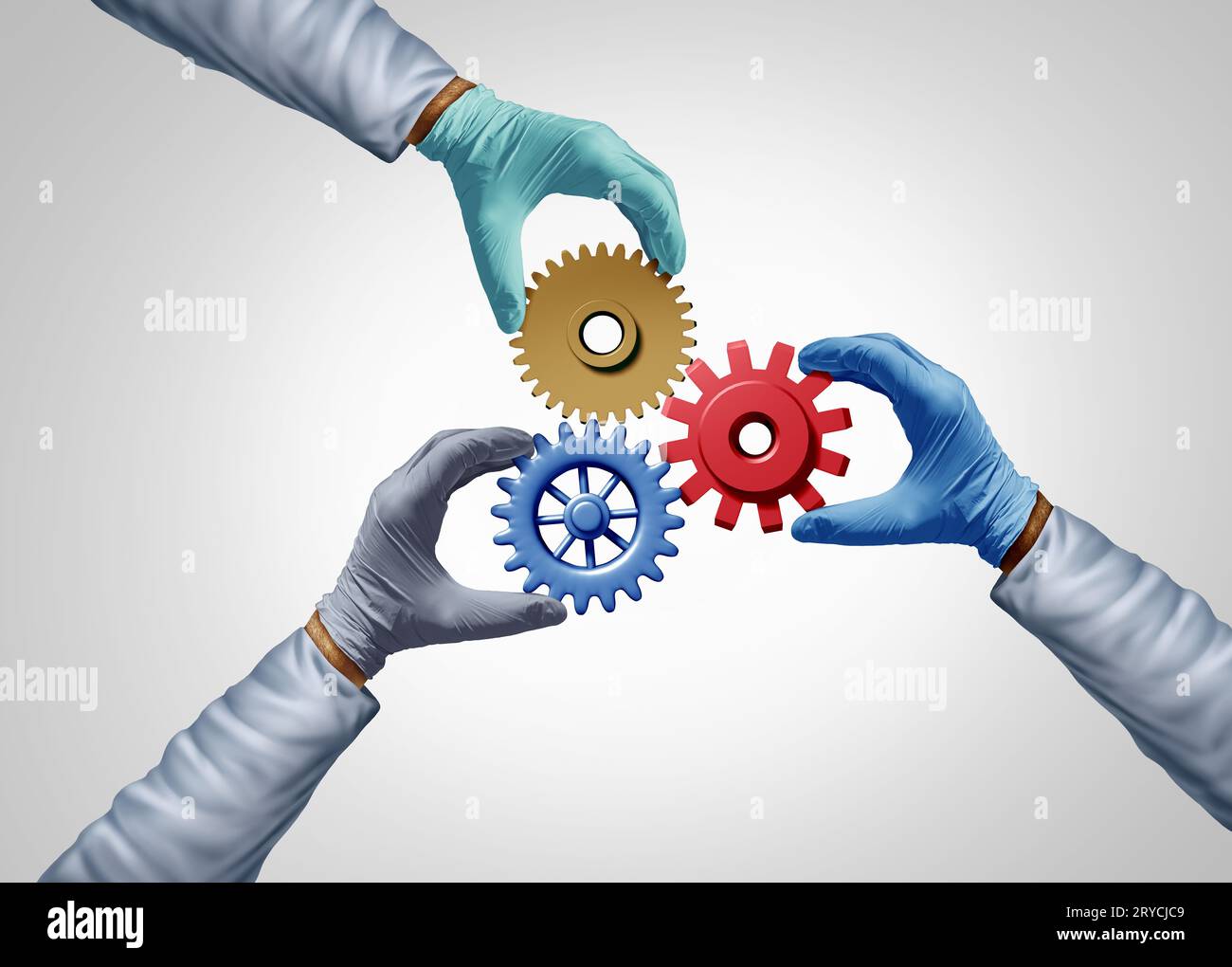 Medical staff teamwork and health care community collaborating together for combined success as a medicine team Health care symbol for innovation Stock Photo
