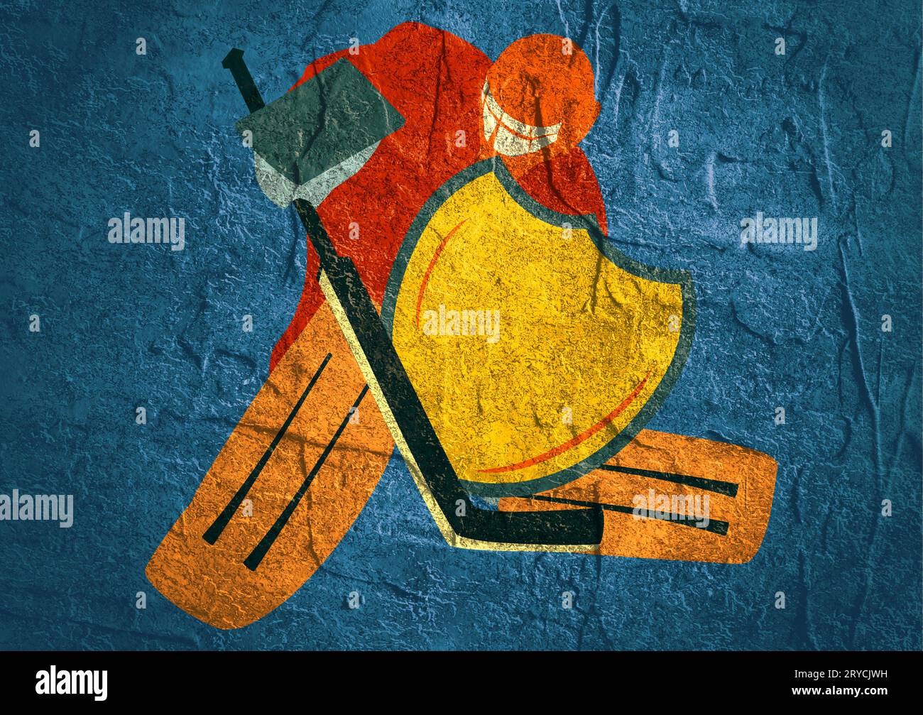Illustration of ice hockey goalie with knight shield Stock Photo Alamy
