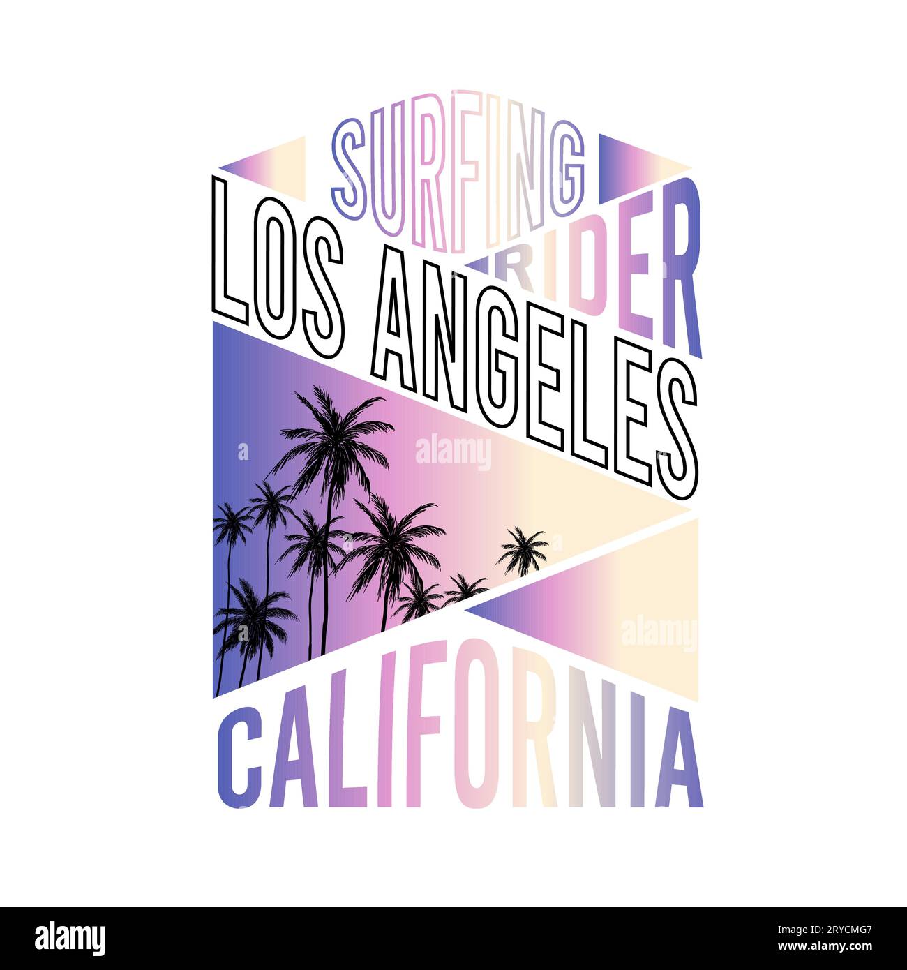 Summer Typography surfing rider los angeles california gradient ...