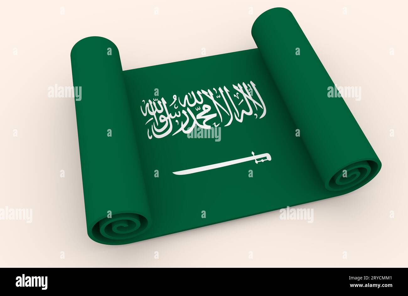 Paper scroll  textured by Saudi Arabia flag Stock Photo