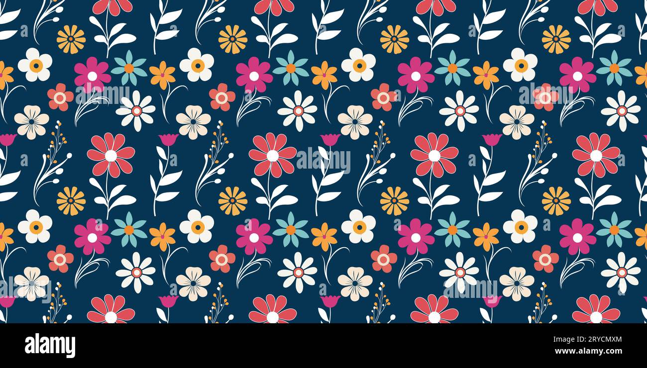 Flat style floral papercraft pattern flowers vector Stock Vector