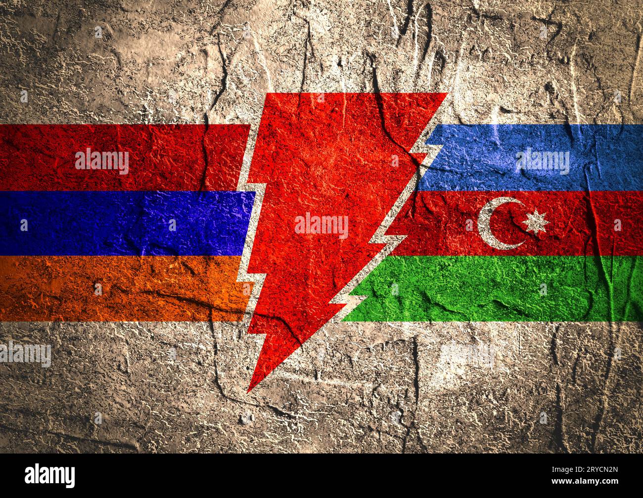 Politic relationship between Armenia and Azerbaijan Stock Photo