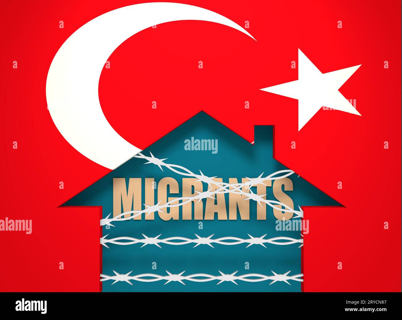 barbed-wire-closed-home-icon-textured-by-turkey-flag-stock-photo-alamy