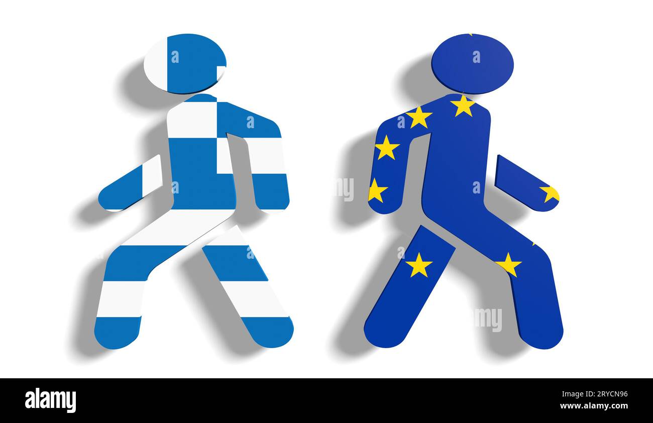 Conflict between greece and european union methaphor Stock Photo