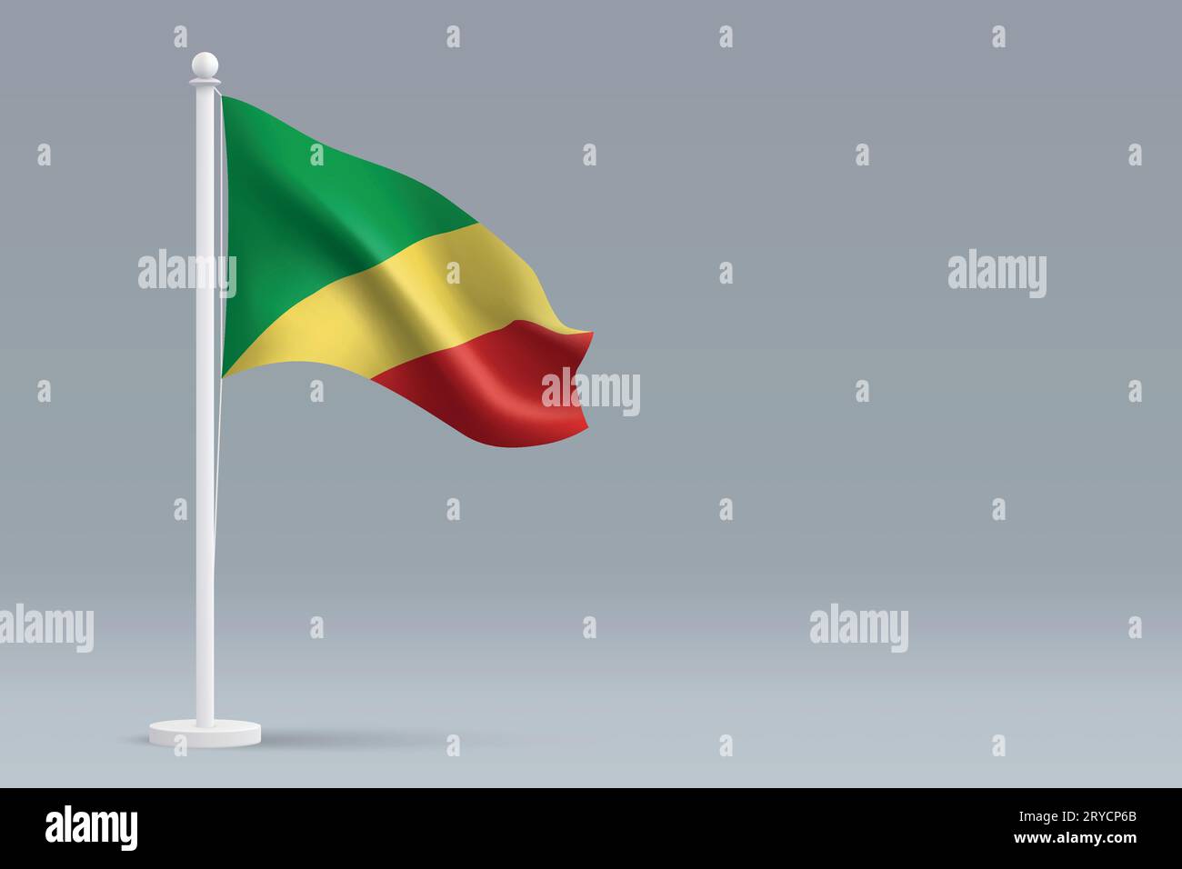 3d realistic national Congo flag isolated on gray background with ...