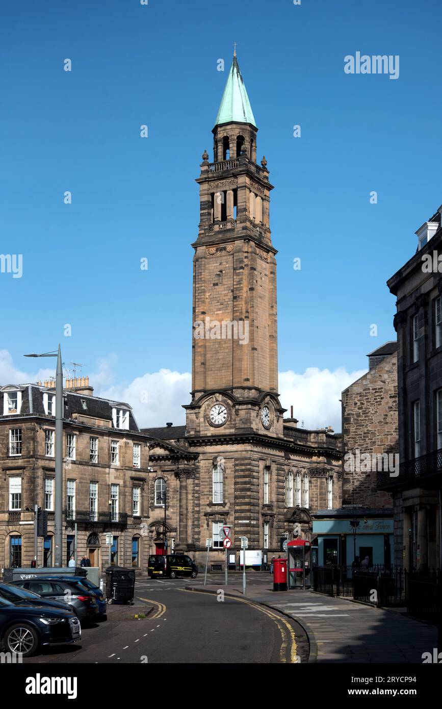 Tower of Charlotte Chapel in Shandwick Place in Edinburgh's West End. Stock Photo