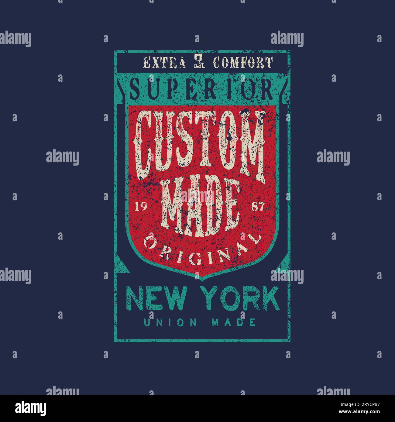 Vintage Typography Superior Custom Made New York Grunge Vintage Varsity