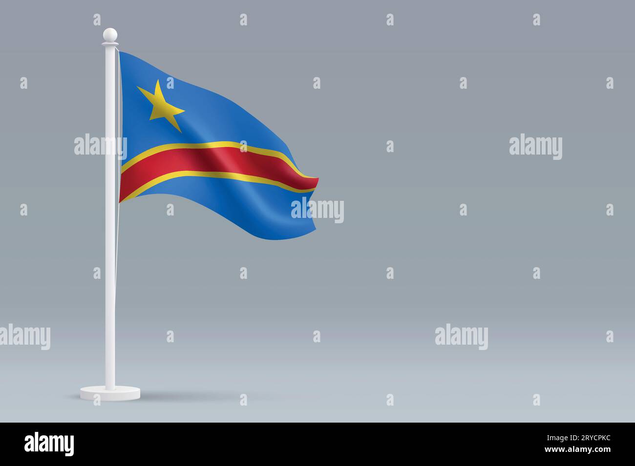 3d realistic national DR Congo flag isolated on gray background with ...