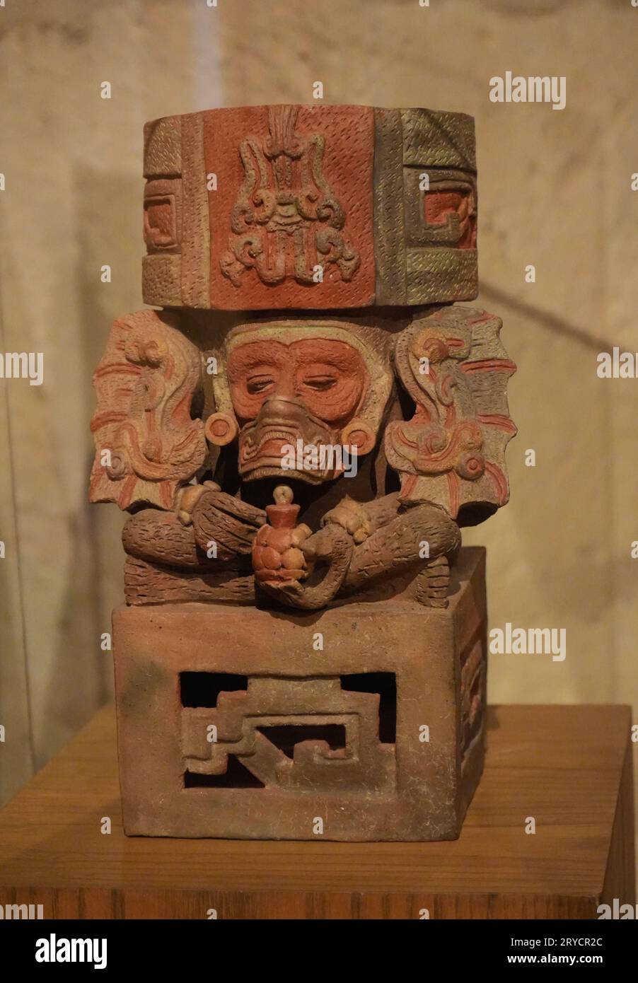 Oaxaca Archaeology in the Museum of the Cultures, World Heritage in Oaxaca Mexico. Fire God found in Huajuapan de Leon Oaxaca. Stock Photo