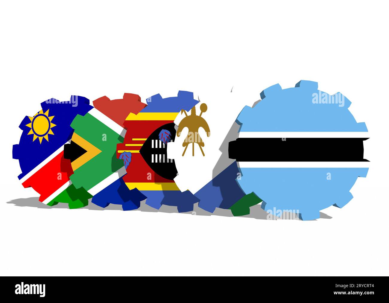 Southern African Customs Union members national flags Stock Photo