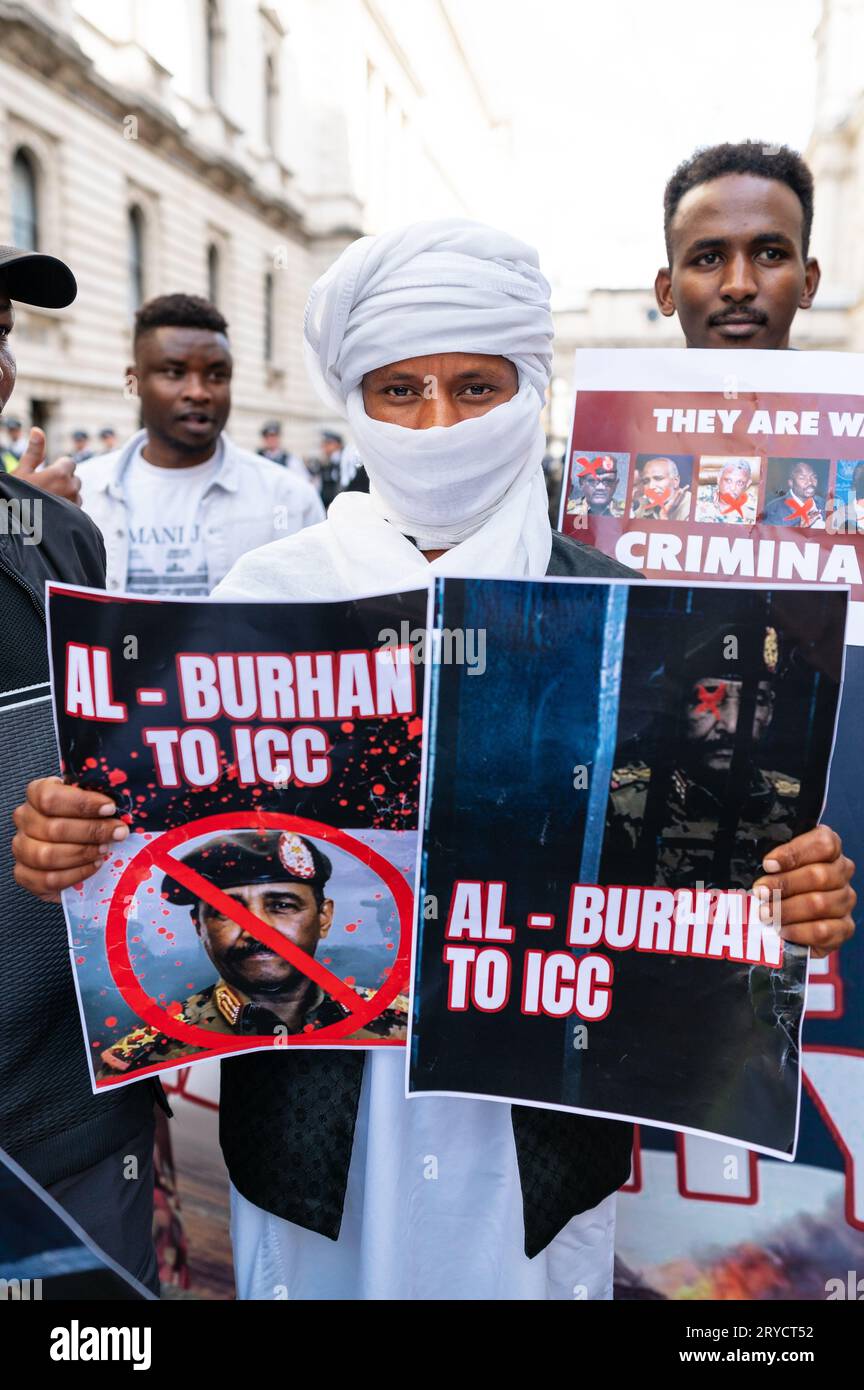 London, UK. 30 September 2023. Sudanese rally outside the Foreign