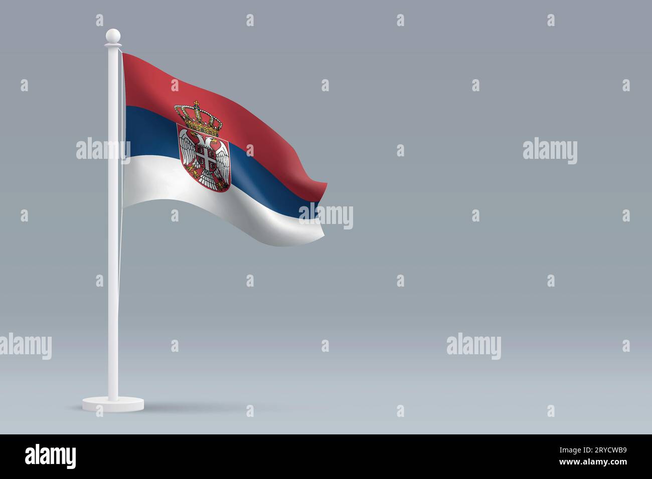 3d realistic national Serbia flag isolated on gray background with ...