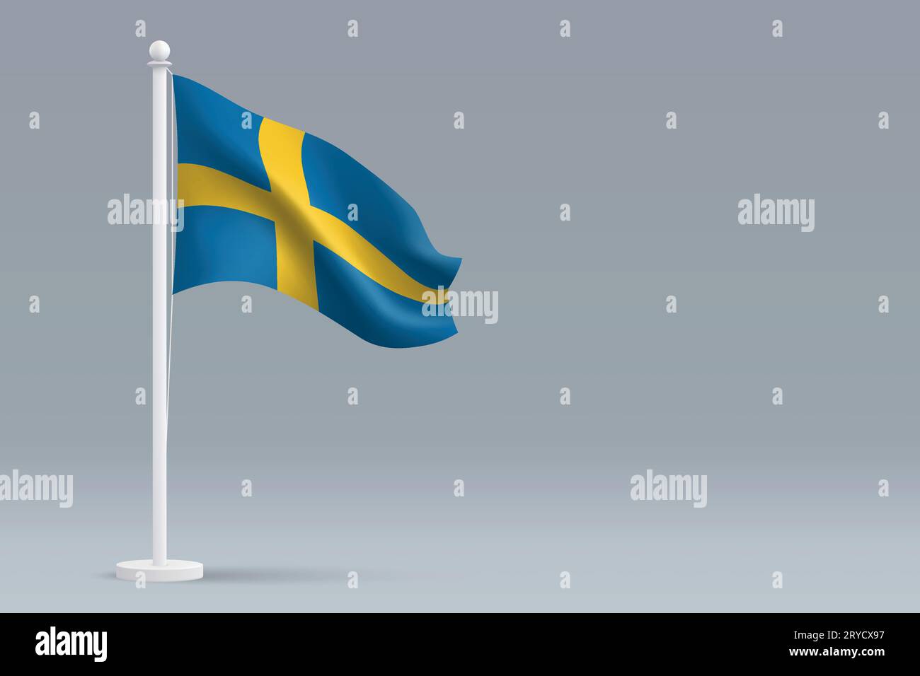 3d realistic national Sweden flag isolated on gray background with ...
