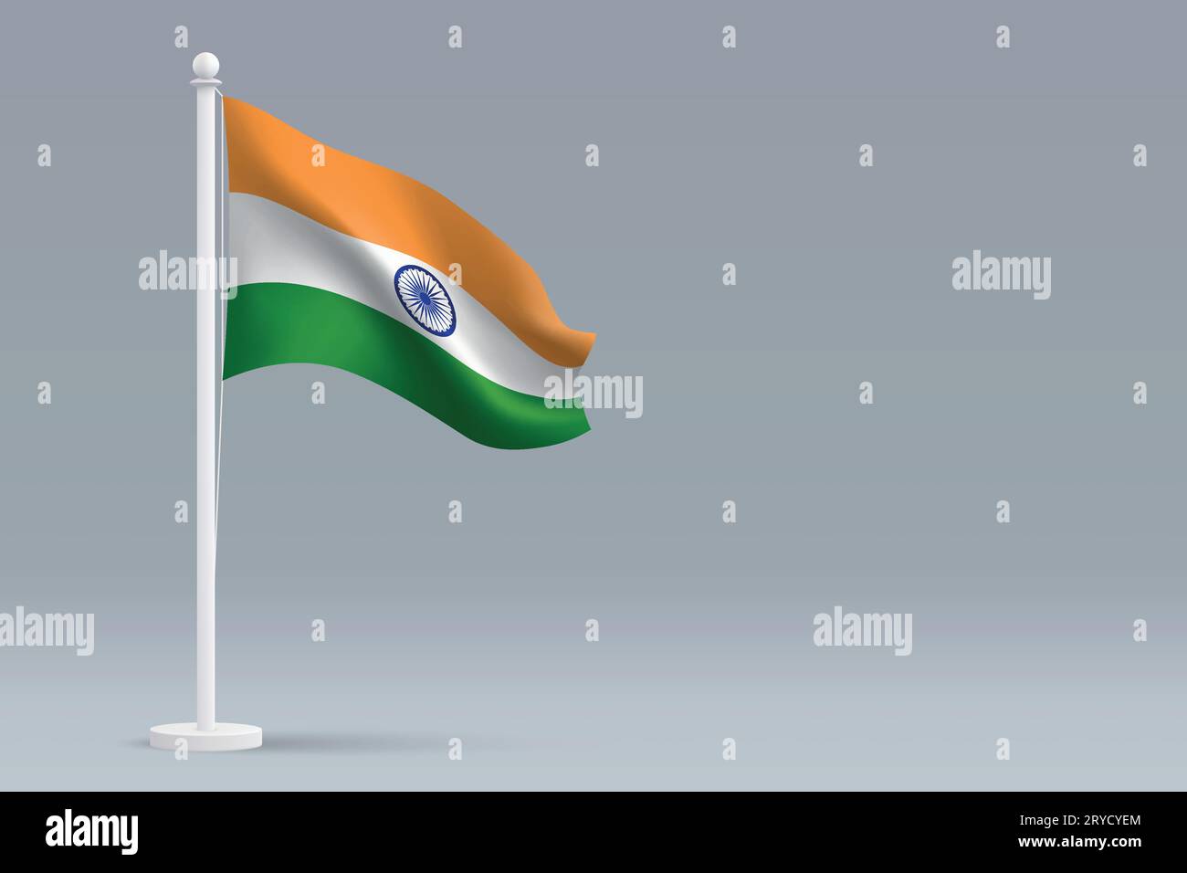 3d realistic national India flag isolated on gray background with ...