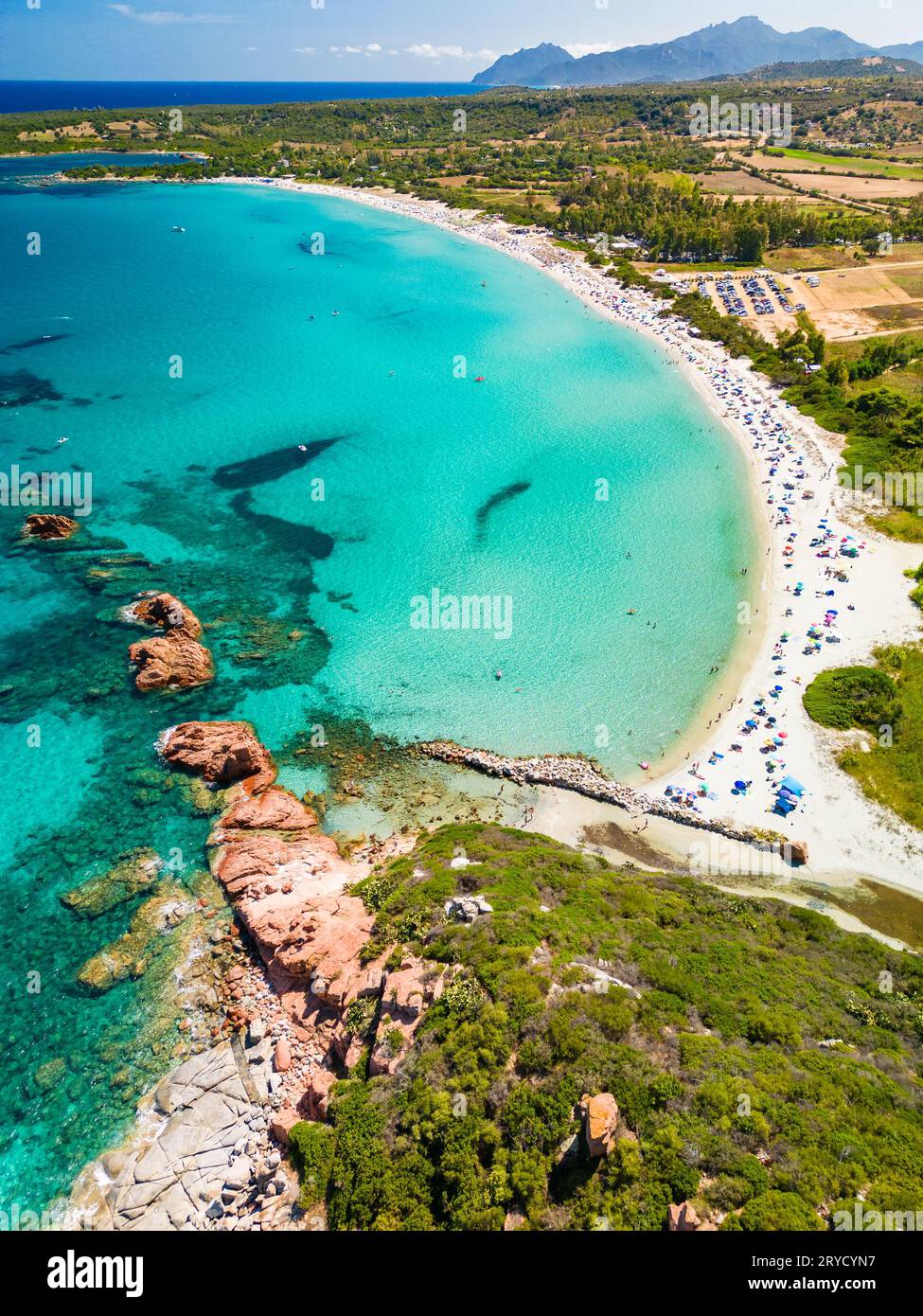 Aerial Drone Panoramic View Of The Cea Beach With The Red Rocks Aerial Drone Panoramic View Of The Cea Beach With The Red Rocks