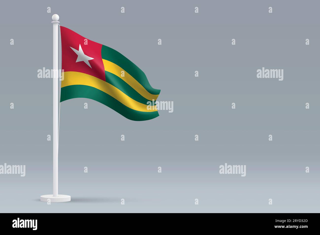 3d realistic national Togo flag isolated on gray background with ...