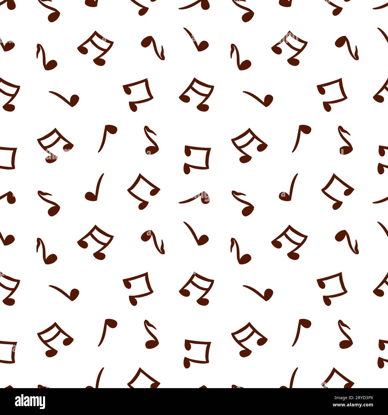 Music notes, seamless pattern on a white background. Vector illustration. Greeting cards, invitations, covers, textiles, wrapping paper. Stock Vector