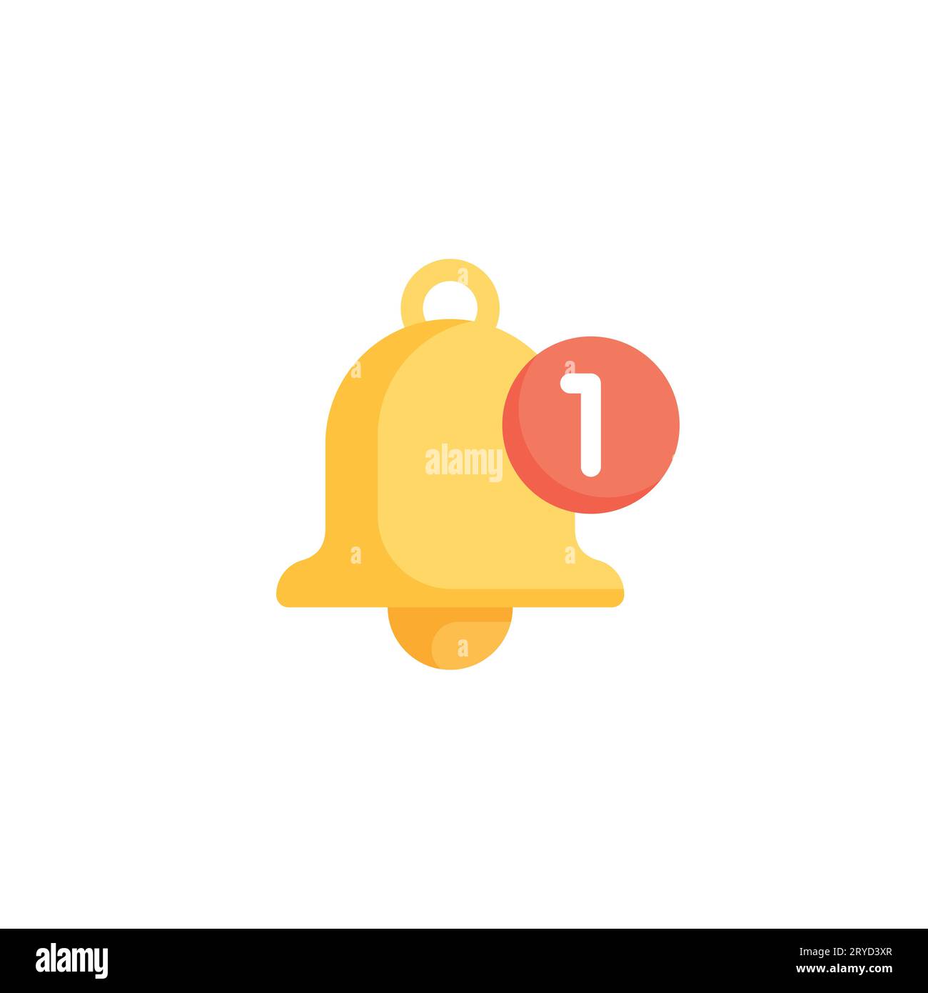 Notification bell icon in flat style. inbox message vector