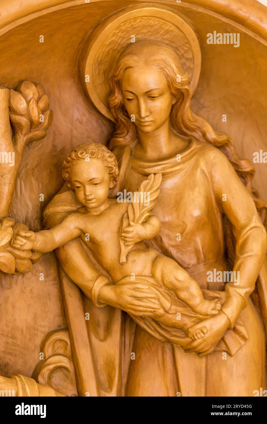 Mary holding Holy Child Jesus Stock Photo
