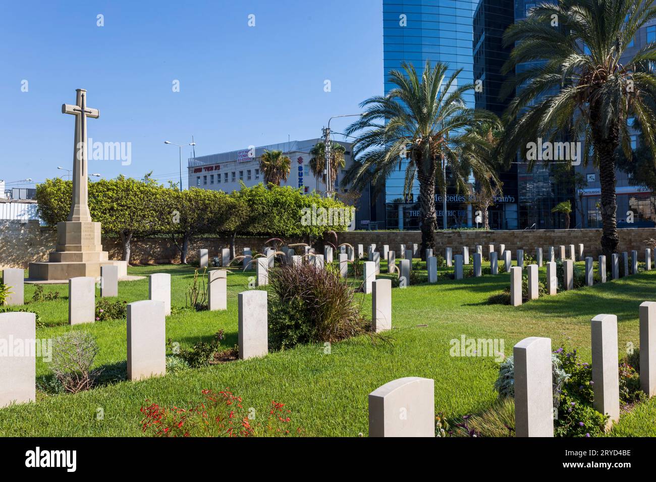 Haifa, Israel - 20 July 2023, A monument for soldiers who died during the British mandate (1918-1948) British military cemetery where Indian soldiers Stock Photo
