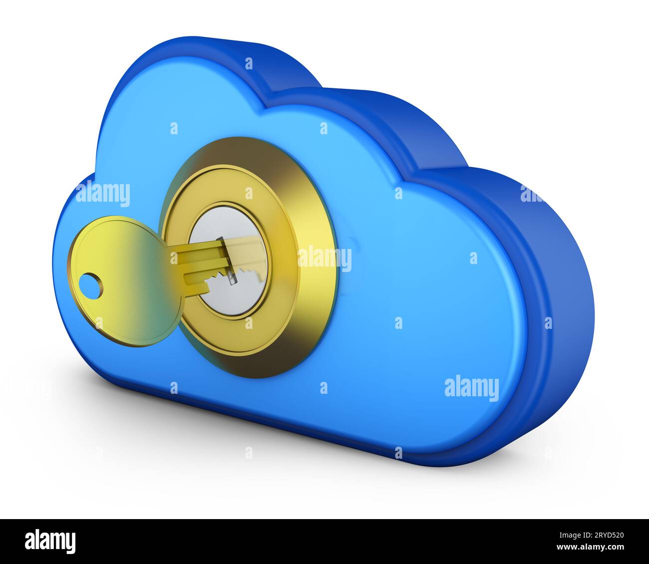 Blue cloud with  key Stock Photo