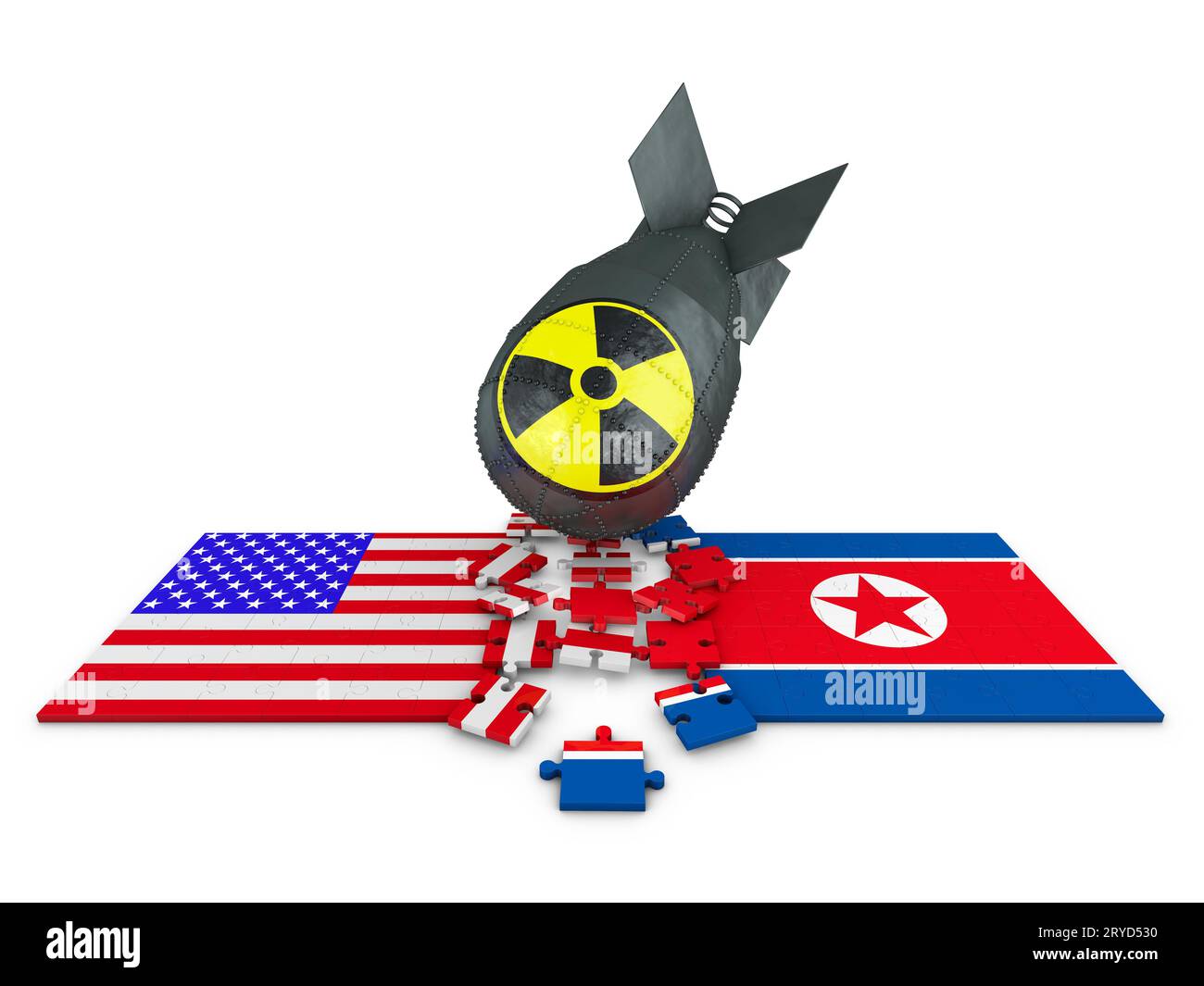 Puzzles of North Korea and  United States Stock Photo