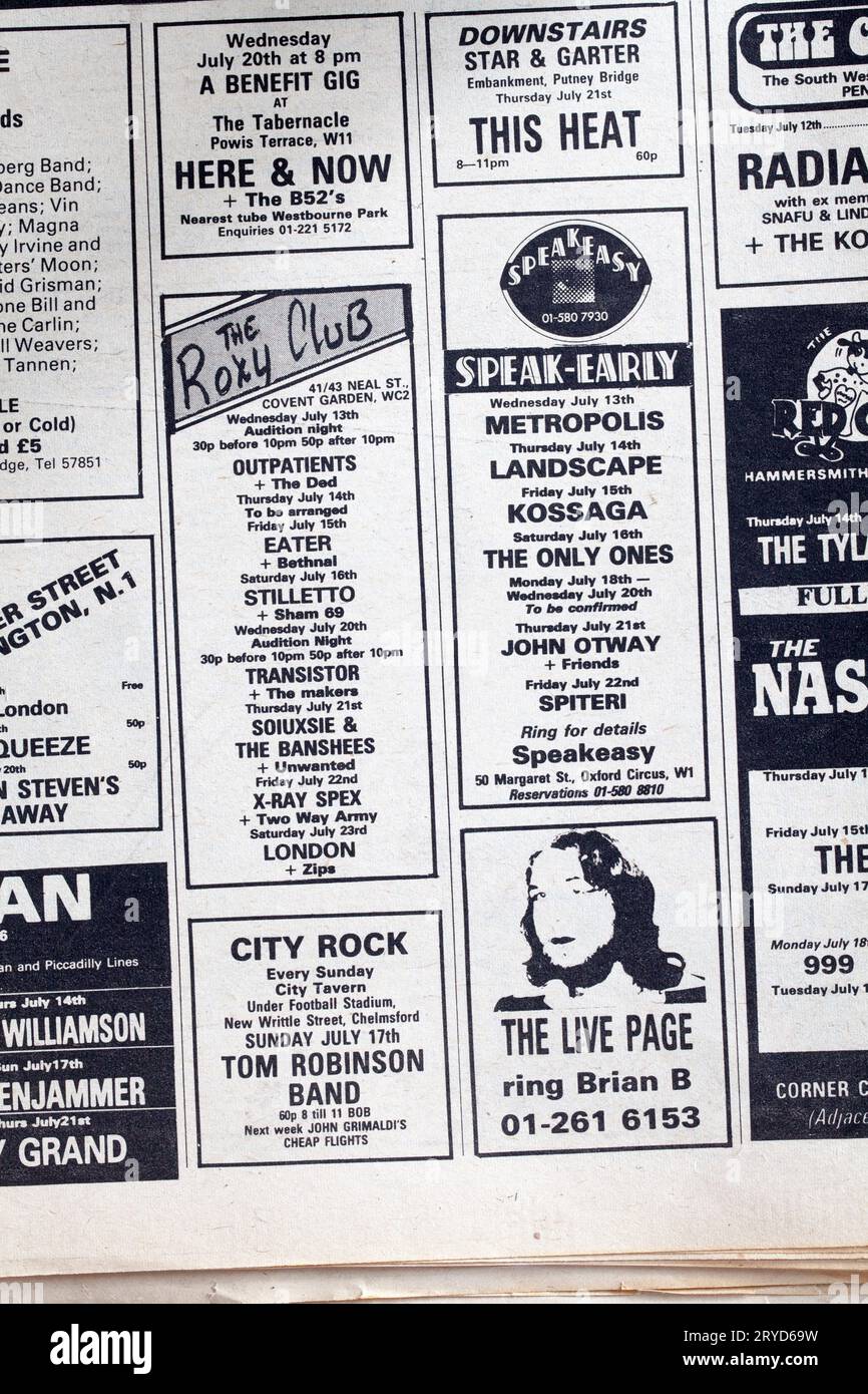 Advert for Concerts in 1970s issue of NME New Musical Express Music Paper Stock Photo