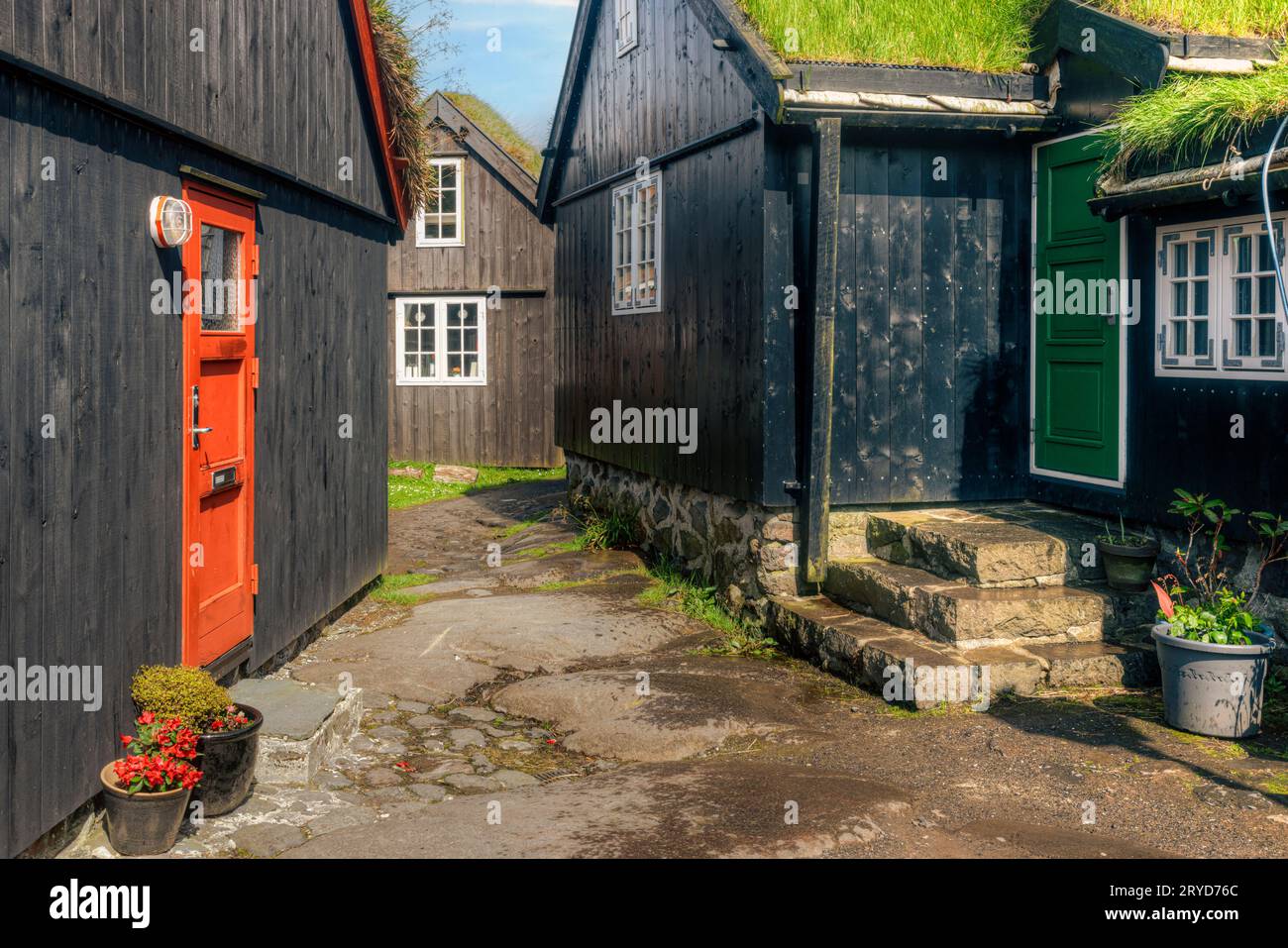 Torshavn and the parliament buildings in Tinganes in the Faroe Islands Stock Photo