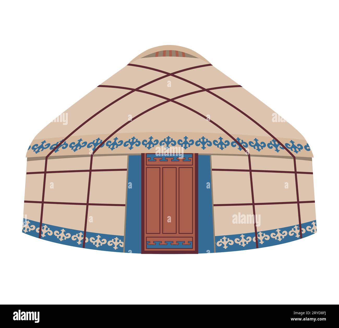 Yurt with national ornament. Vector illustration isolated on white ...