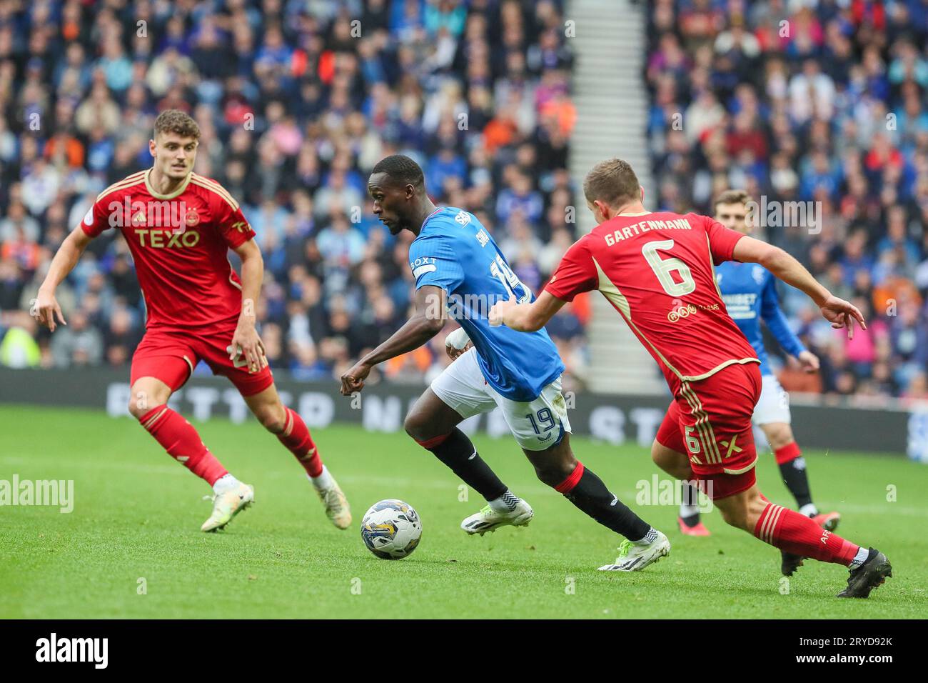 30 Sept 23. Glasgow, UK. Rangers FC play Aberdeen FC at Ibrox Stadium ...