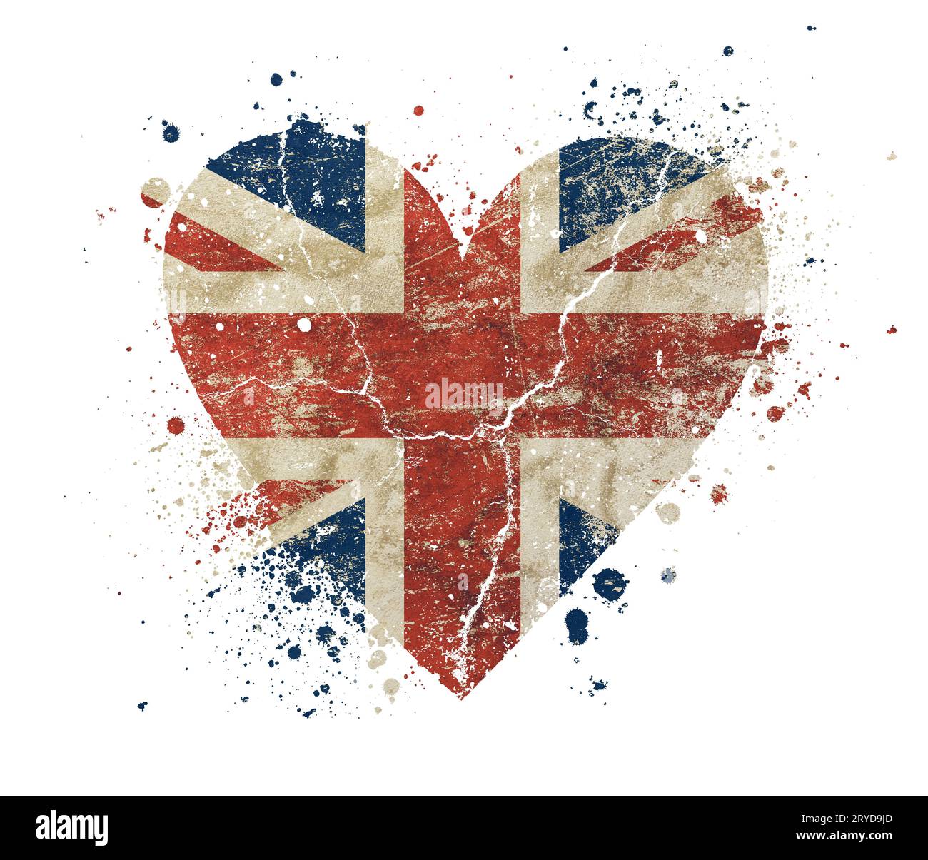Heart shaped grunge vintage UK Great Britain flag Stock Photo