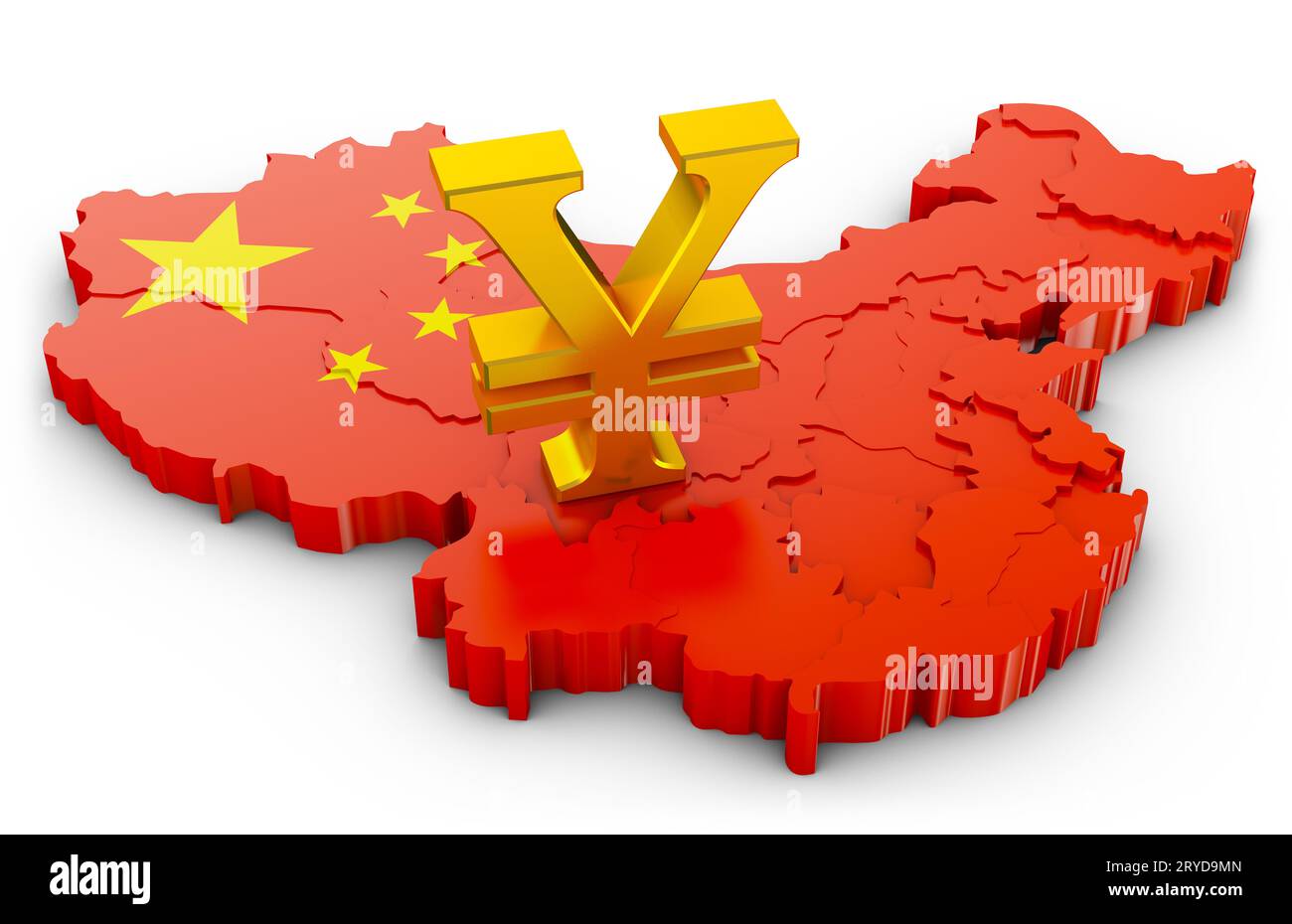 Yuan on  map Stock Photo