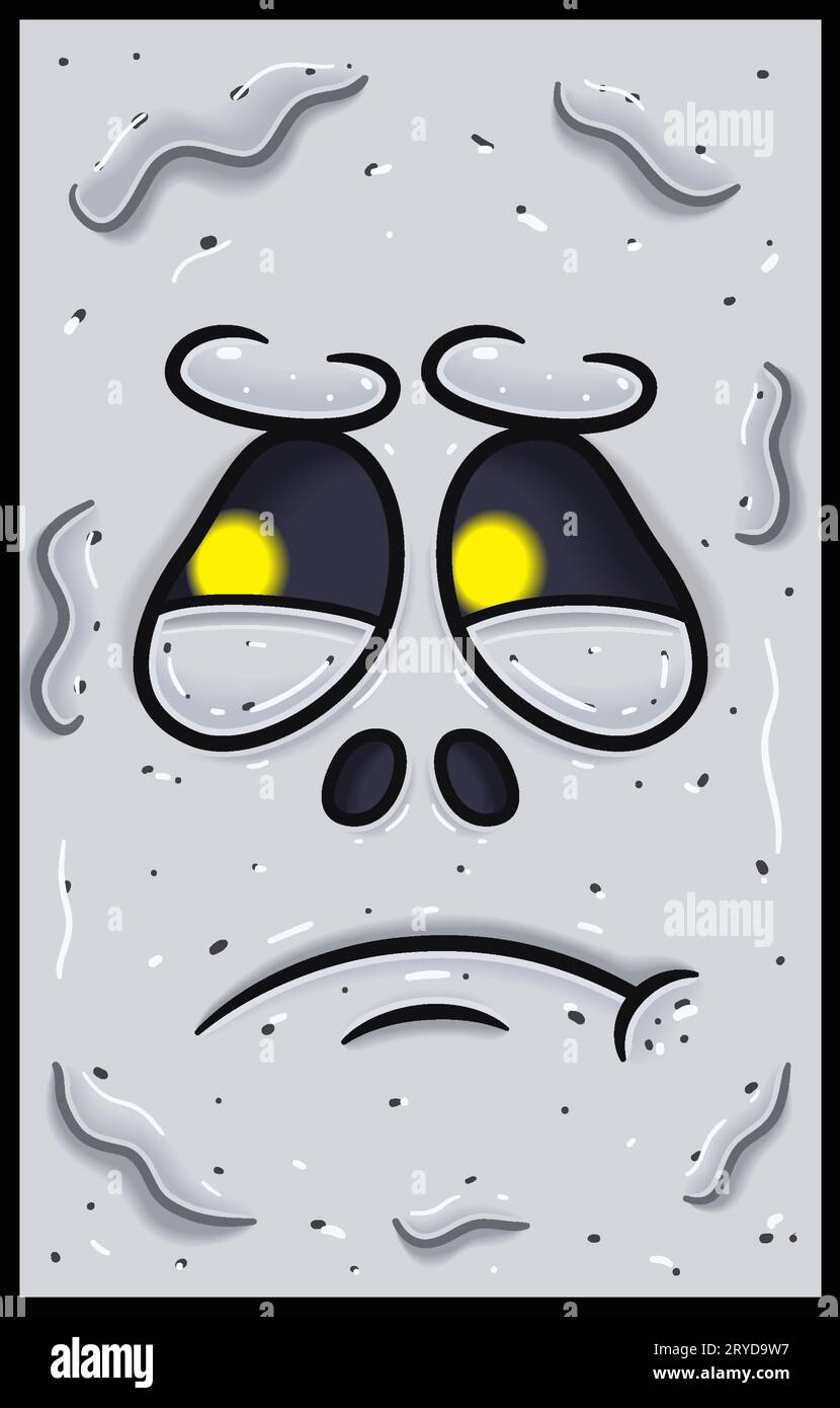 Jealous Expression of White Ghost Face Expression Character Cartoon