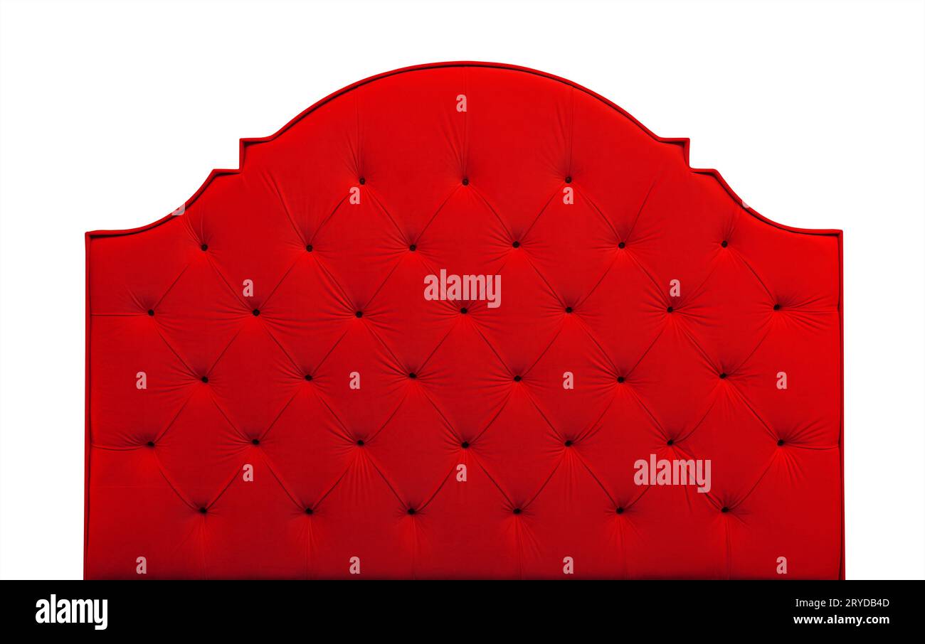 Shaped scarlet red soft velvet fabric capitone bed headboard of