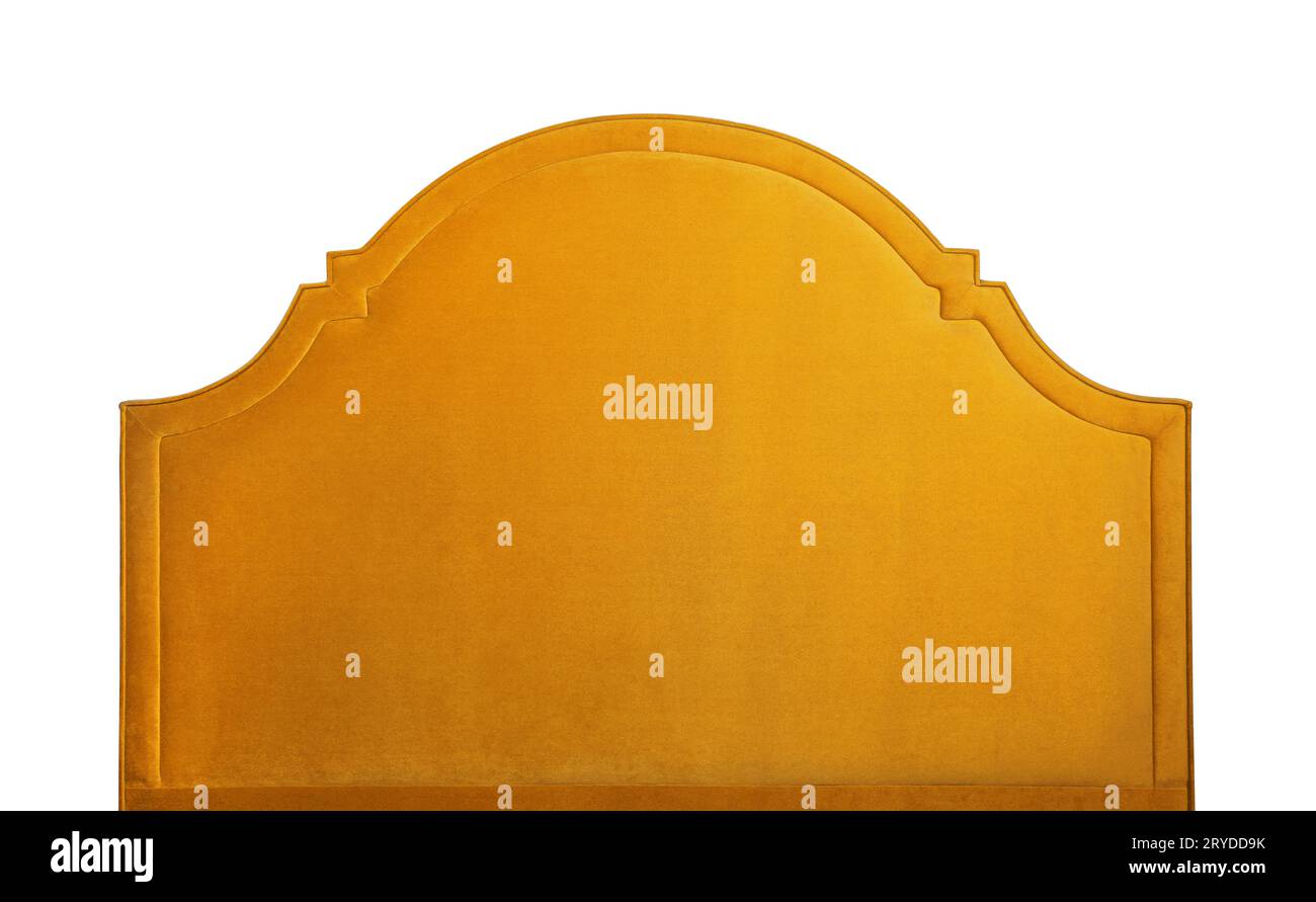 Yellow soft velvet bed headboard isolated on white Stock Photo Alamy