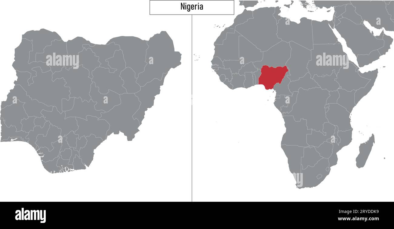 Political Map Of World With Nigeria Highlighted Map Of Nigeria And Location On Africa Map Vector Illustration 2RYDDK9