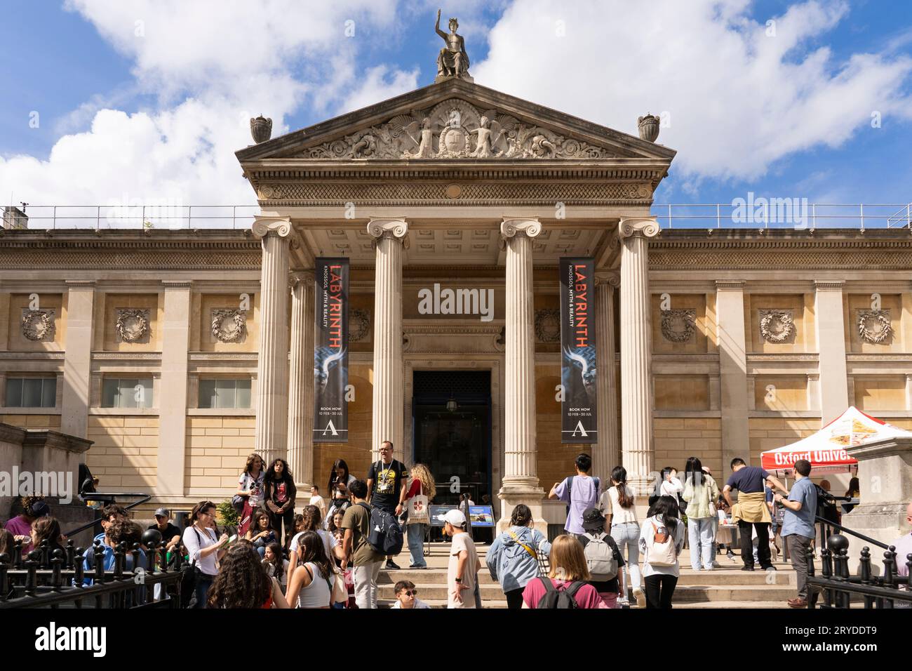 The front facade of Oxford Ashmolean Museum. The Ashmolean is the University of Oxford’s museum of art and archaeology, founded in 1683. England Stock Photo