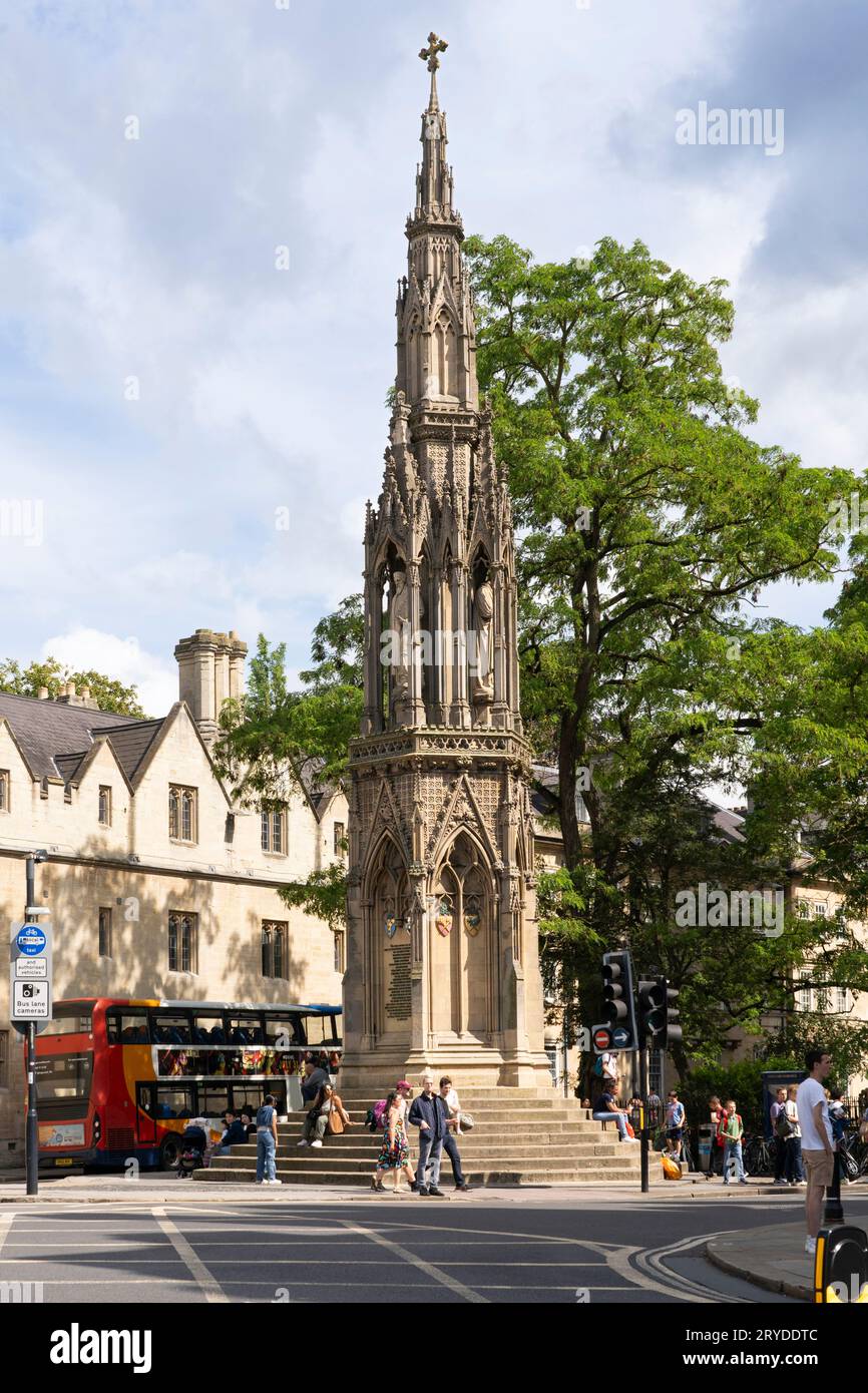 The Grade II listed Martyr's memorial, a Victorian Gothic monument, completed in 1843, memorializing 3 Oxford martyrs of the 16th century. Oxford, UK Stock Photo