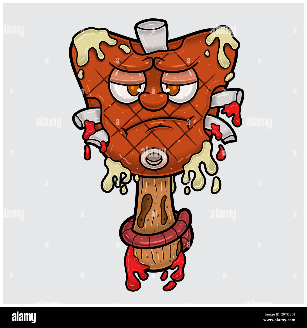 Mascot Cartoon of Ice Steak With Sad Face. Free Editable. Vectors Illustrations Stock Vector