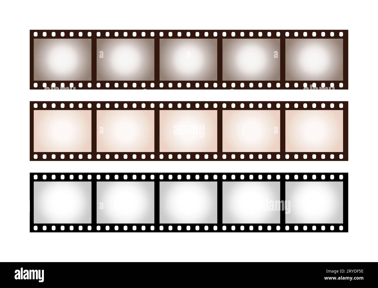 Close up three stripes of five frames of classical 35 mm film with